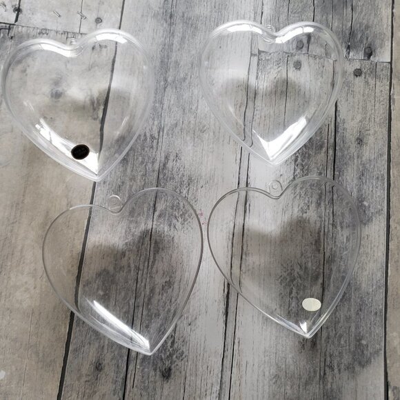 Set of 3 Clear Fillable Plastic Heart Containers - 4" - Picture 3 of 5